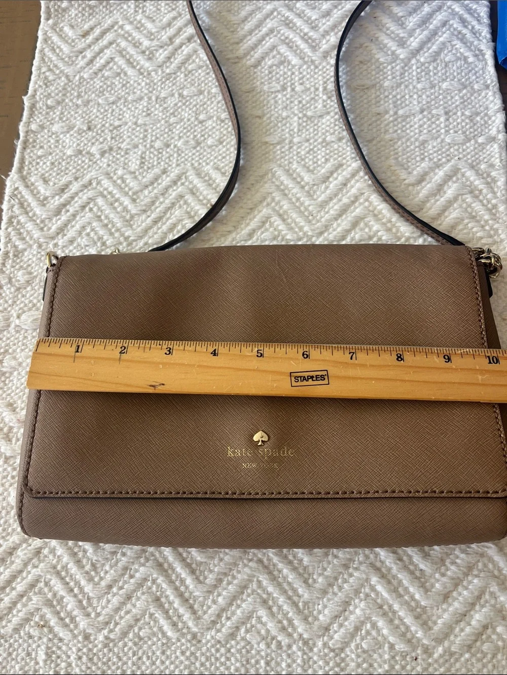 Kate  Spade Taupe/Brown Saffiano Leather Shoulder Bag